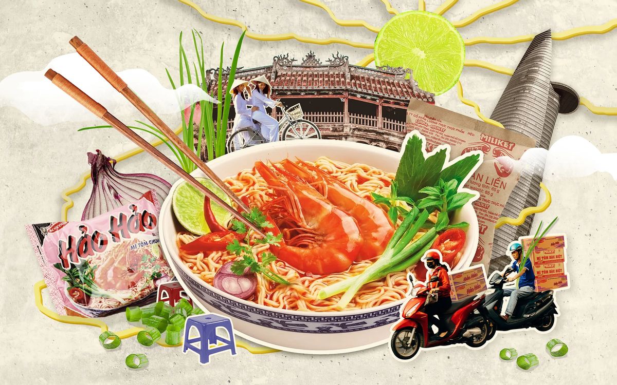 Vietnamese noodle collage banner