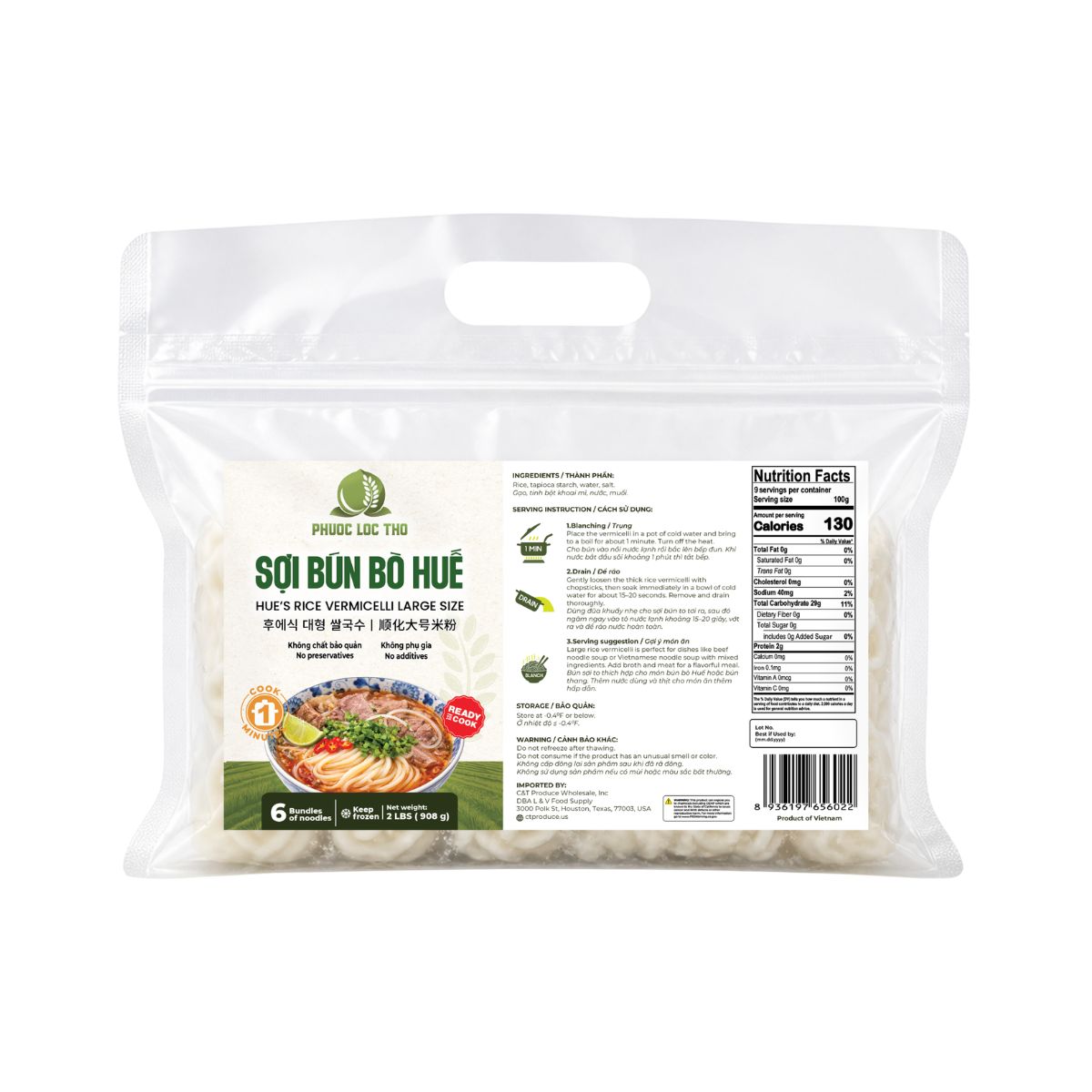 PLT002 - Soi bun bo Hue / Hue's Rice Vermicelli * 908gr x 12 Units