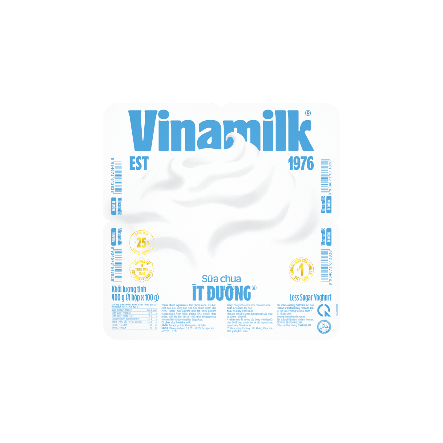 VNM02 - Sua chua it duong/ Sweetened Yogurt * 100g x 48 Units