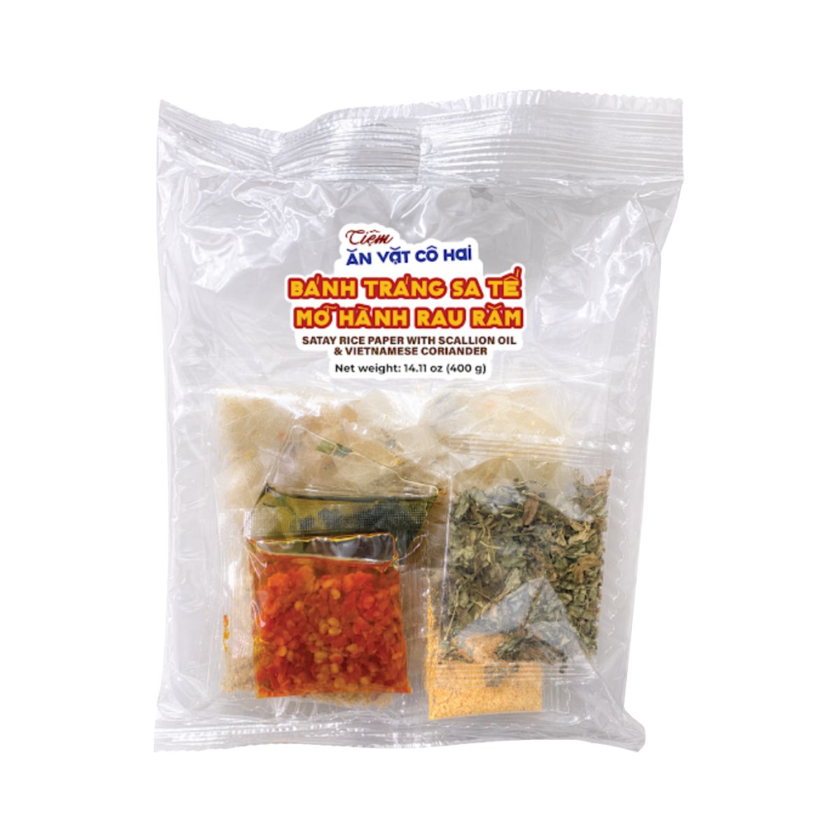 AVCH45 - Banh trang sa te mo hanh rau ram/ Satay Rice Paper With Scallion Oil & Vietnamese Coriander * 83g x 40 Units